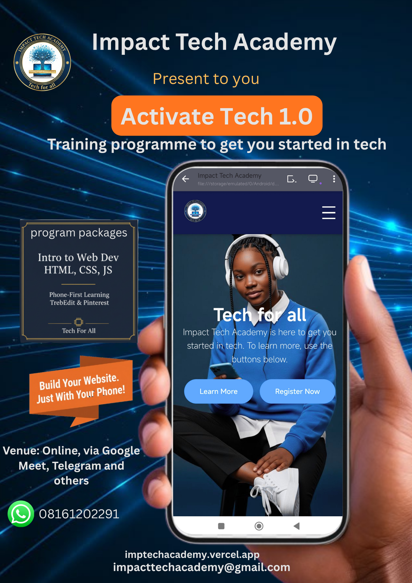 Activate Tech 1.0 Program Flyer